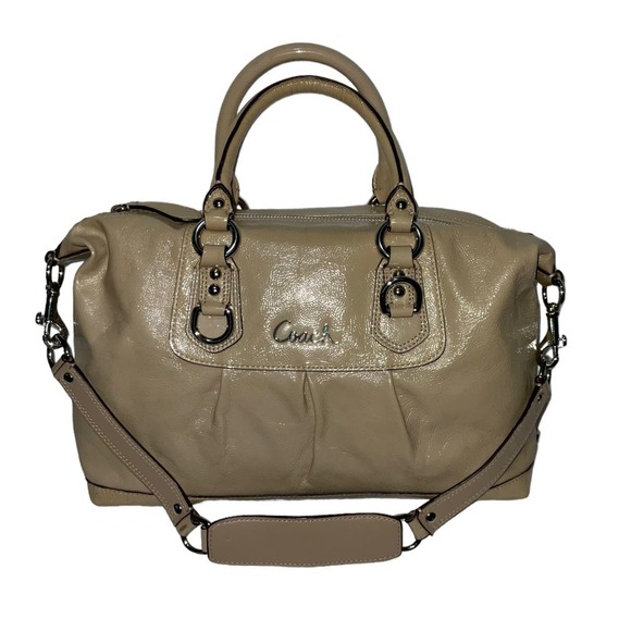 COACH ASHLEY CROSSBODY BEIGE METALLIC SATCHEL BAG F15447 - Picture 1 of 14